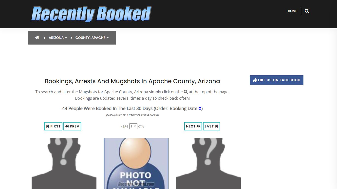 Bookings, Arrests and Mugshots in Apache County, Arizona - Recently Booked