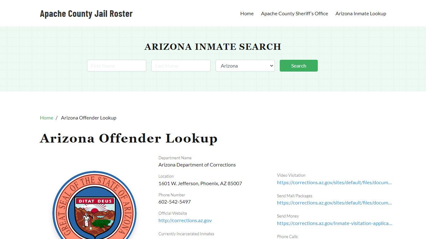 Arizona Inmate Search, Jail Rosters - Apache County Jail