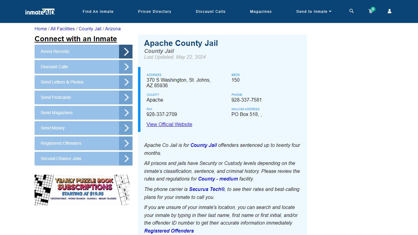 Apache County Jail - Inmate Locator